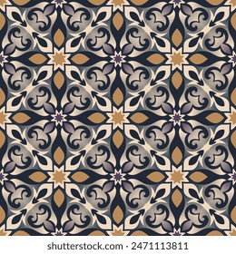 Luxury art seamless pattern. Art forms are grouped and arranged in a specific order. Vector image for print, textile, packaging, interior design and your other projects.