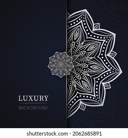 Luxury artistic mandala design background in silver color Free Vector