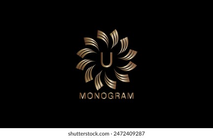 Luxury artistic monogram design template with initial letter U. Elegant, refined logo in vector illustration