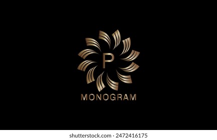 Luxury artistic monogram design template with initial letter P. Elegant, refined logo in vector illustration