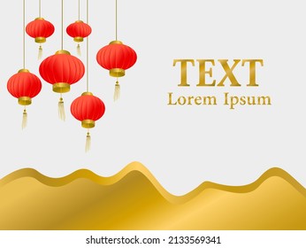 Luxury asian red lantern theme vector design