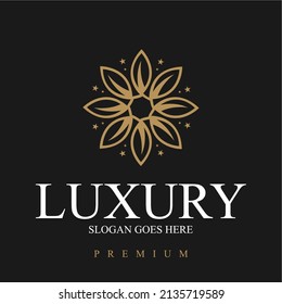 luxury autumn flower mandala logo design