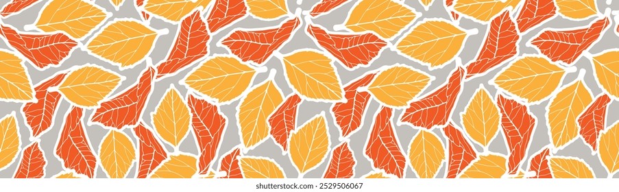 Luxury autumn foliage seamless pattern. Vector botanical illustration with falling range leaves