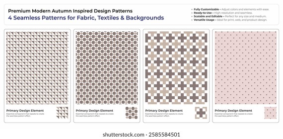 Luxury Autumn Seamless Vector Patterns – 4 High-Quality Designs for Fabric and Print