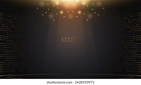 Luxury award on black background with lighting effect and sparkle on top. Luxury premium podium award vector design