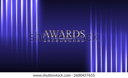 Luxury Awards Ceremony Background with Radiant Neon Glow and Elegant Prestige Spotlights, Featuring Light Beams on a Dark Purple Theme.