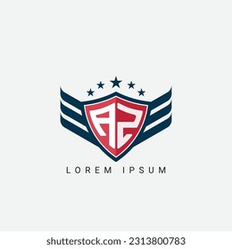 Luxury AZ, ZA Letter Wing with Shield Logo template