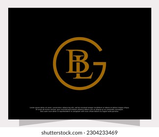 luxury B, L and G letter logo, vector illustration