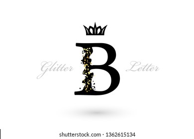 Luxury B letter emblem. Vector symbol with character element and golden dotted decoration
