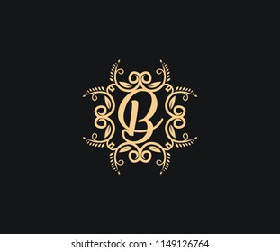 Luxury B Letter Graceful Ornament Floral Monogram Logo