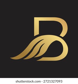 Design de logotipo de luxo B. Design do logotipo criativo B. Design do logotipo da Feather B.