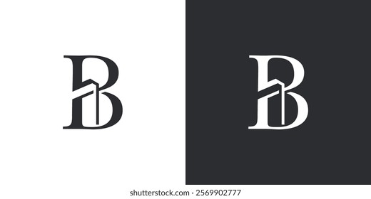 Luxury B Real Estate logo design vector.minimalist monogram and line art style.