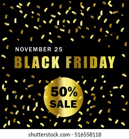 Luxury Back Friday flyer 50% Sale. Vector template.