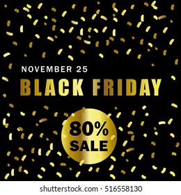 Luxury Back Friday flyer 80% Sale. Vector template.