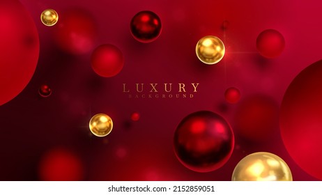 Luxury background with 3d golden ball and blur effect element with glitter light decoration and bokeh.