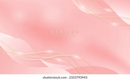 Fondo de lujo, curvas abstractas, colores rosa y dorado para banner de negocios, joyería moderna y anuncios.