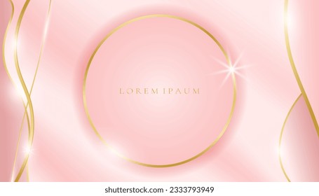 Luxury background, abstract curves, pink and gold colors for business banner, modern jewelry ad.