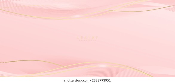 Luxury background, abstract curves, pink and gold colors for business banner, modern jewelry ad.