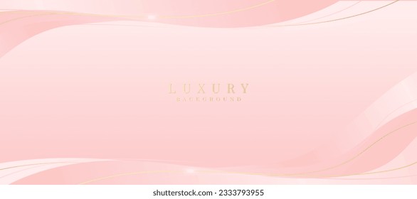 Luxury background, abstract curves, pink and gold colors for business banner, modern jewelry ad.