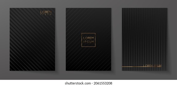 Luxury background, Abstract decoration, golden pattern, halftone gradients, Vector illustration. Black, gold lines, waves. Cover template, geometric shapes, modern minimalist banner.