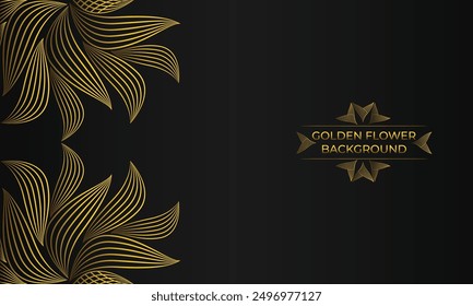 Luxury background with abstract floral golden lines