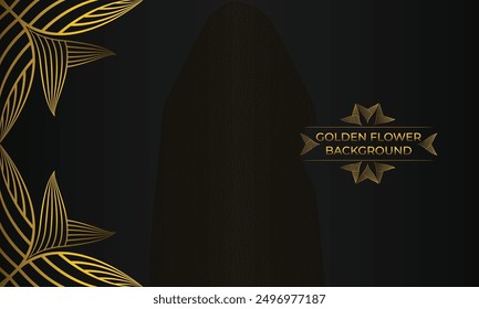 Luxury background with abstract floral golden lines