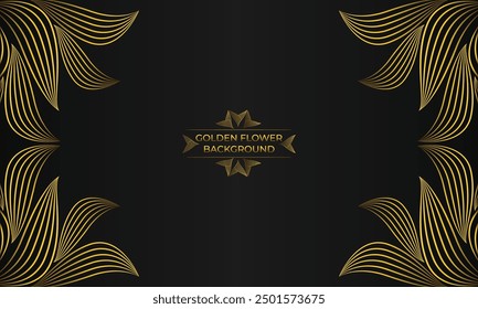 Luxury background with abstract floral golden lines.	