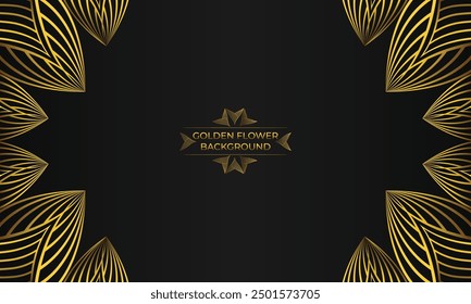 Luxury background with abstract floral golden lines.	