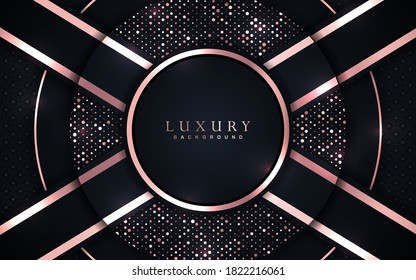 Luxury background with abstract paper shape. Blue navy color overlap texture golden light element glitters decoration. Vector graphic can use for greeting card, invitation, banner party, cover frame