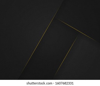 Luxury background. Abstract polygonal pattern black with gold lines.