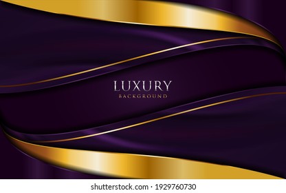 Luxury Background. Abstract Purple and Golden Lines Combination. Usable for Greeting Card, Banner, Landing Page, Presentation Background, Etc.