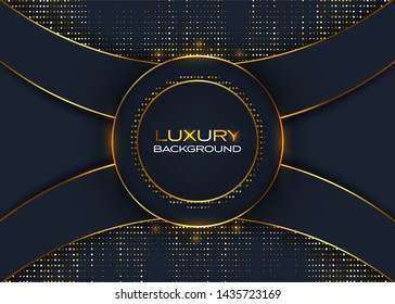luxury background, Abstract realistic layered papercut decoration textured with golden halftone pattern