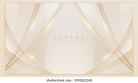 Luxury background along with golden curve, Yellow abstract pastel scene about sweet and smooth feeling, Vector illustration for design.