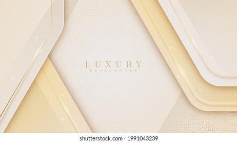 Luxury background along with golden line, Yellow abstract pastel scene about sweet and smooth feeling, Vector illustration for design.