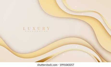 Luxury background along with golden line, Yellow abstract pastel scene about sweet and smooth feeling, Vector illustration for design.