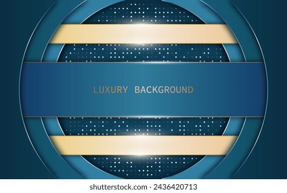 Luxury background with big blue stripe and golden lines, vector illustration