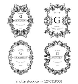 Luxury Background with black Color. templates with design element ornament, label, logo. made with black luxury flower on ornament background