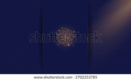 Luxury background in blue gold design with shadow and light effect. Luxury Islamic background for formal event design template