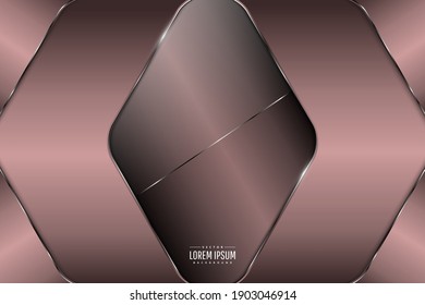   Luxury background of brown pink with silver glossy.Elegant metal modern design.Vector illustration.Eps10