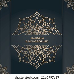 Luxury background card template. Gold mandala royal pattern. Oriental design for Christmas party invitation, wedding, New year greeting, beauty spa salon, save the date.