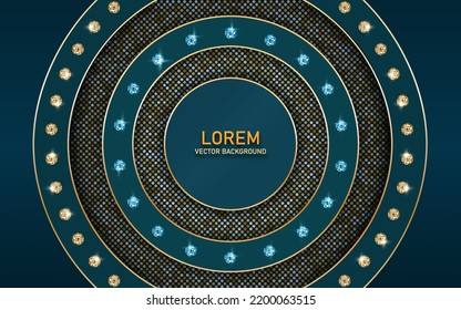 Luxury background circle frame with golden lines and glitter gold. Elegant decoration