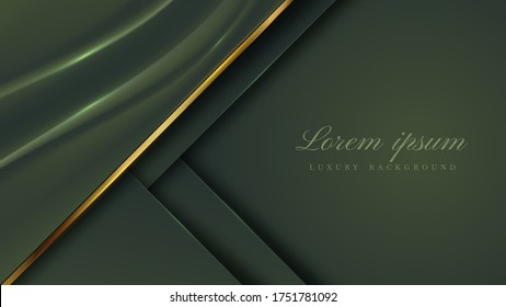 luxury background cloth green color with sparkle line golden , deluxe modern concept. vector illustration for backdrop design.