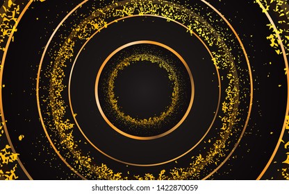 Luxury background with a combination circle and golden light line. Abstract textured with shining for use element poster, banner, cover, advertising, card. Blank space for text and background design