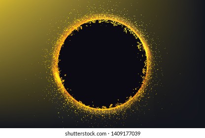 Luxury background with a combination gold frame light line and golden glitters . Abstract textured with shining. Vector design template party and holiday concept