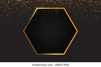 Luxury background with a combination gold frame light line and golden glitters . Abstract textured with shining. Vector design template party and holiday concept