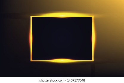 Luxury background with a combination gold frame light line and golden glitters . Abstract textured with shining. Vector design template party and holiday concept