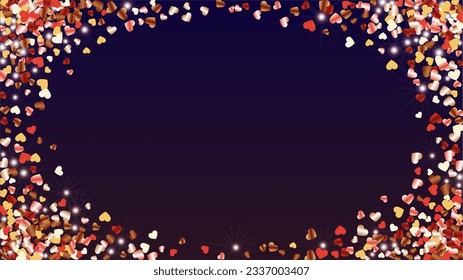Fondo de lujo con Confetti de Partículas Glitter. Día de San Valentín. Patrón de celebración. Puntos de luz. Explosión de Confetti. Ilustración del vector de brillo. Diseño para la invitación.