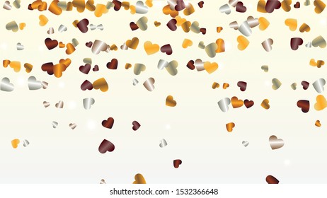 Luxury Background with Confetti of Hearts Glitter Particles. St. Valentine Day. Celebration pattern. Light Spots. Explosion of Confetti. Glitter Vector Illustration. Design for Invitation.