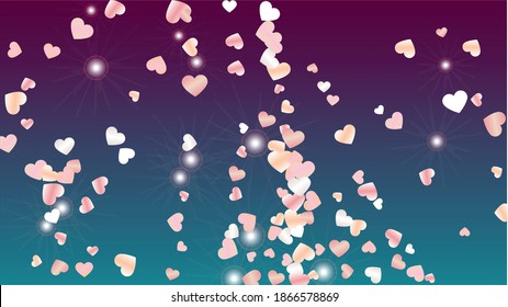 Luxury Background with Confetti of Hearts Glitter Particles. St. Valentine Day. Christmas pattern. Light Spots. Explosion of Confetti. Glitter Vector Illustration. Design for Card.