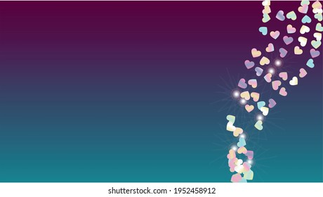 Luxury Background with Confetti of Hearts Glitter Particles. St. Valentine Day. Disco pattern. Light Spots. Explosion of Confetti. Glitter Vector Illustration. Design for Poster.